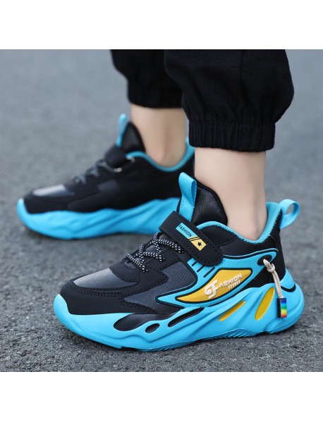 Autumn Boys' Sports Shoes Mesh Breathable, Lightweight, Odor Resistant Boys' Running Shoes Lace Up Velcro Boys' Shoes